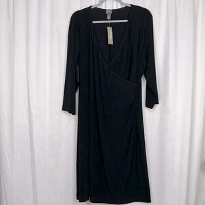 Travelers By‎ Chico’s New The Classic Rosemary Wrap 3/4 Sleeve Black Dress